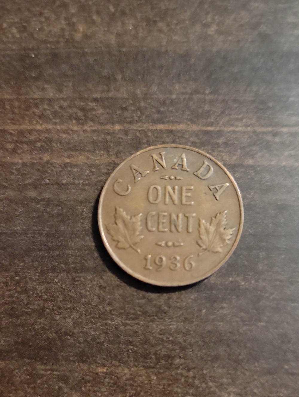 Vintage 1936 Canada One Cent Coin - Copper Brown